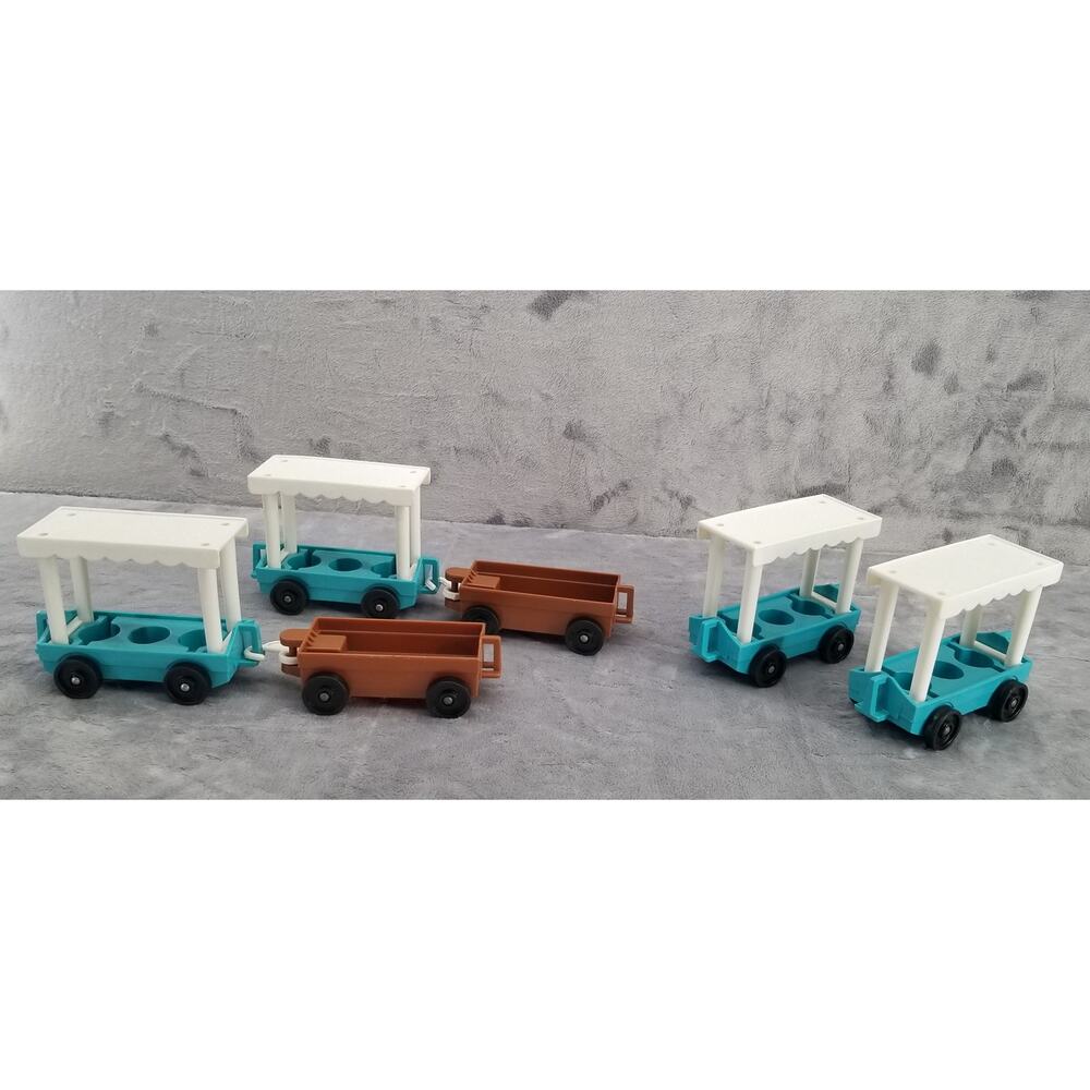 1984 vintage Fisher-Price toys 4 Zoo carts & 2 wagons